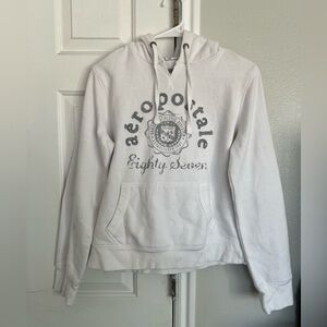 Aeropostale 2000s Y2K White Pullover Graphic Logo Hoodie Classic Preppy Vintage